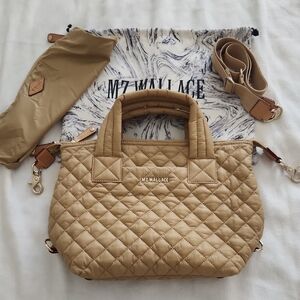 MZ Wallace Women's Small Sutton Deluxe Quilted Crossbody Bag, Camel